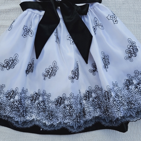 Princess FaithFloral Embroidered Dress Girls Size 3T black and white - Picture 9 of 10